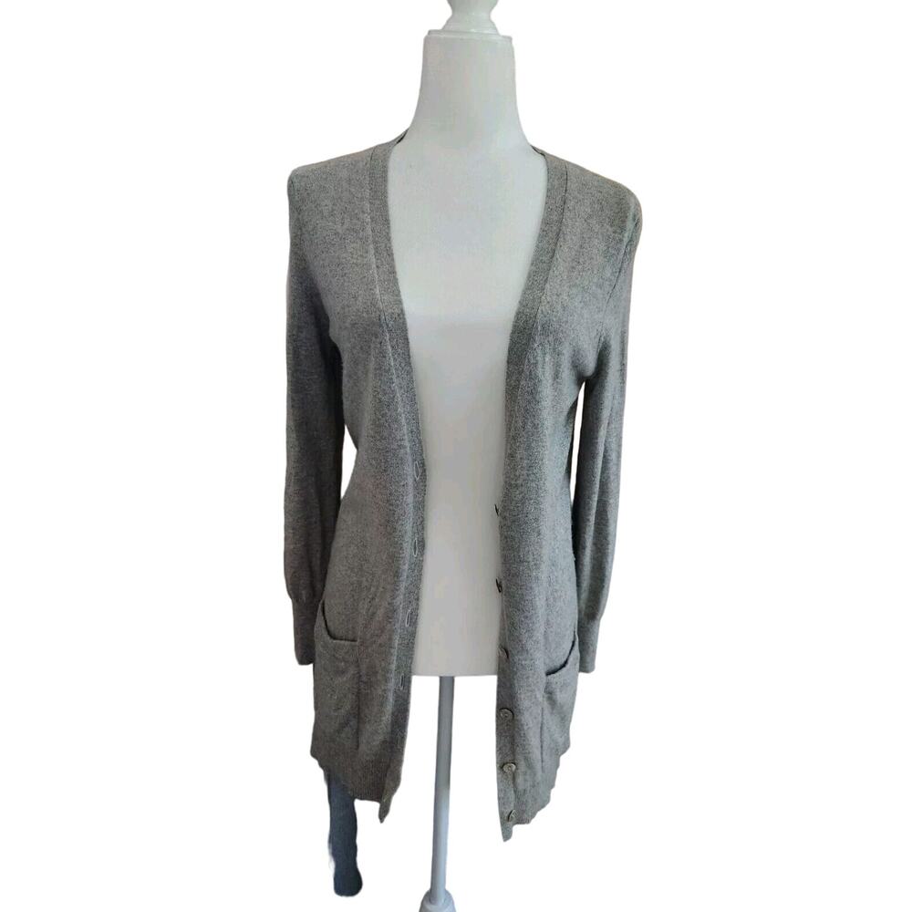 Autumn Cashmere Gray Sweater Womens Small Cardigan Pure Long Pockets Lightweight